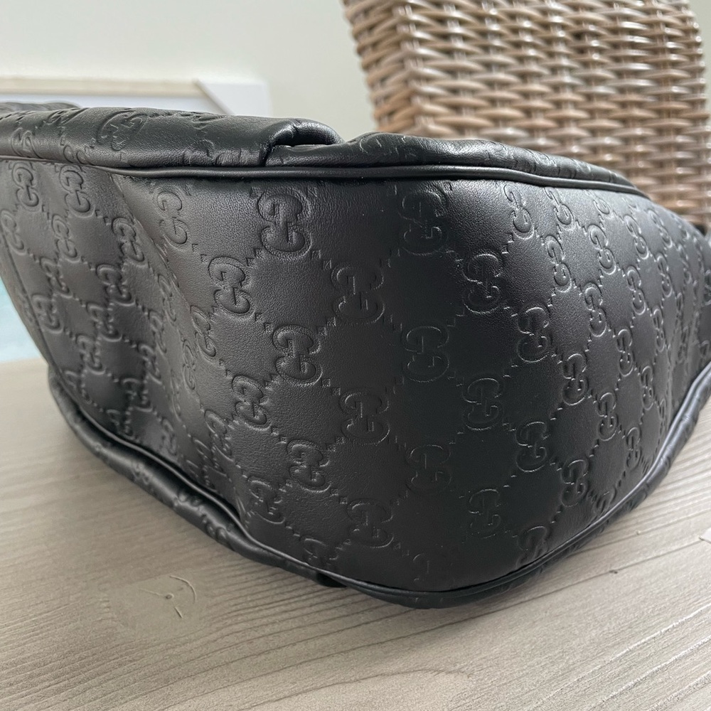 Gucci Black Embossed GG Tassel Hobo Bag - Picture 7 of 13